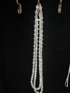 vintage multi-strand aurora borealis faceted crystal bead necklace